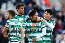 Tomoki Iwata scored his first goal for Celtic this afternoo