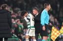 Brendan Rodgers comforts Reo Hatate as he limps off