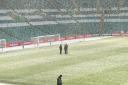 The officials out on the pitch ahead of the game