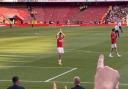 Kieran Tierney applauds the fans at The Emirates