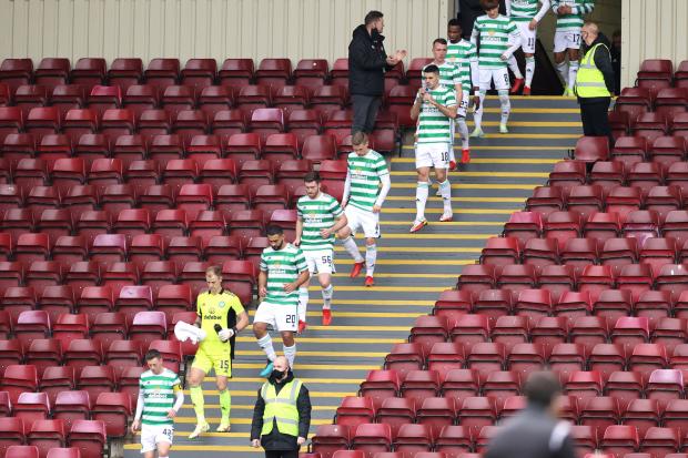 Celtic Way: The Celtic players come out of the stand