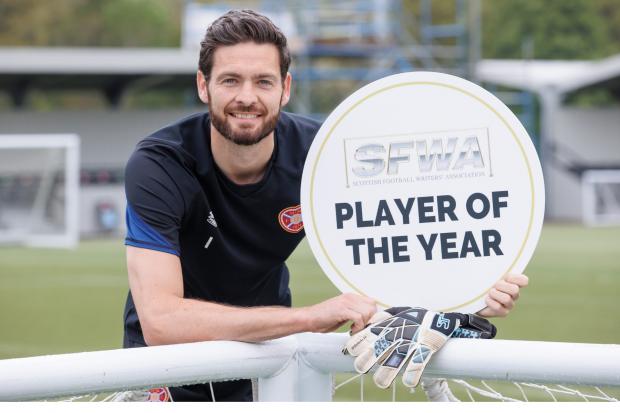 Hearts and Scotland goalkeeper Craig Gordon has been named SFWA Player of the Year for a third time