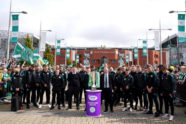 Celtic Way: Celtic squad pose for pictures ahead of the match