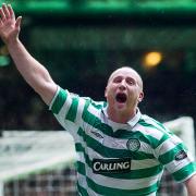John Hartson scores the winning goal for Celtic against Rangers in 2005
