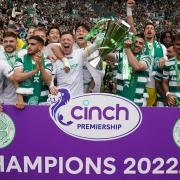 Celtic lifted the league trophy after defeating Aberdeen 5-0