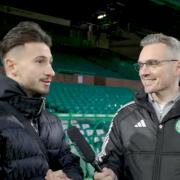 Nicolas Kuhn is introduced to Celtic Park for the first time