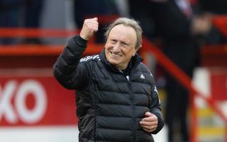 Neil Warnock celebrates a rare win in charge of Aberdeen